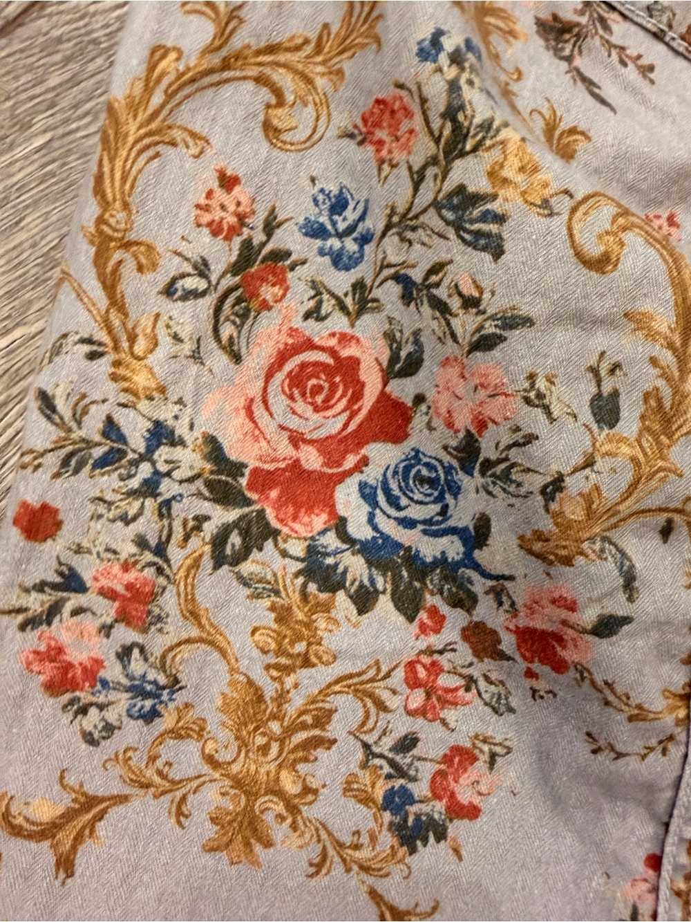Floral Wide-Leg Tie-Waist Pants - Light Blue Floral | Large - Picture 3 of 4